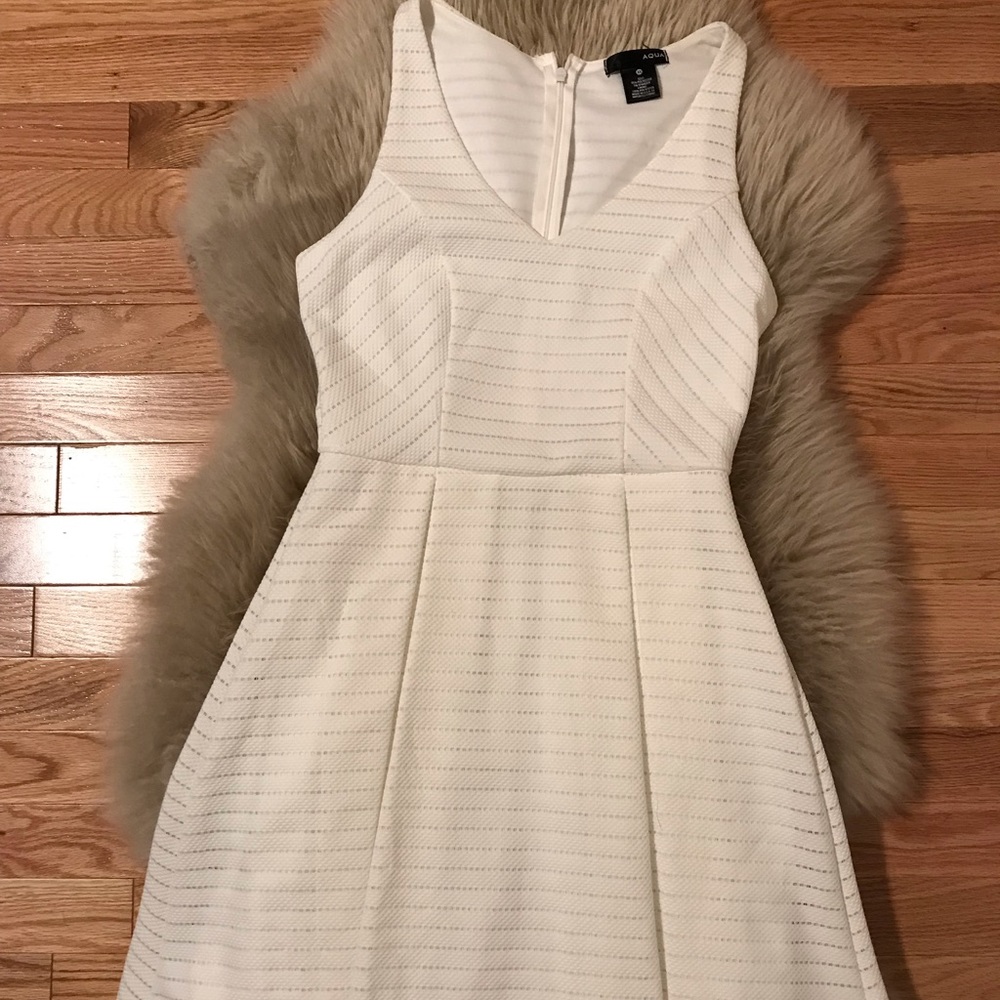Aqua White Fit and Flare Dress
